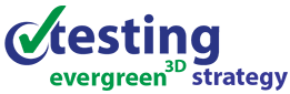 Logo der testing evergreen hoch 3D strategy